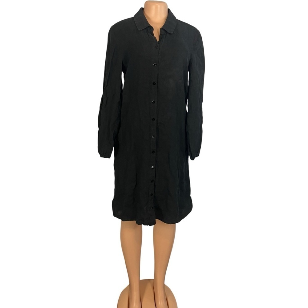 Lilly Pulitzer Black Long Sleeve Linen Button Down Dress